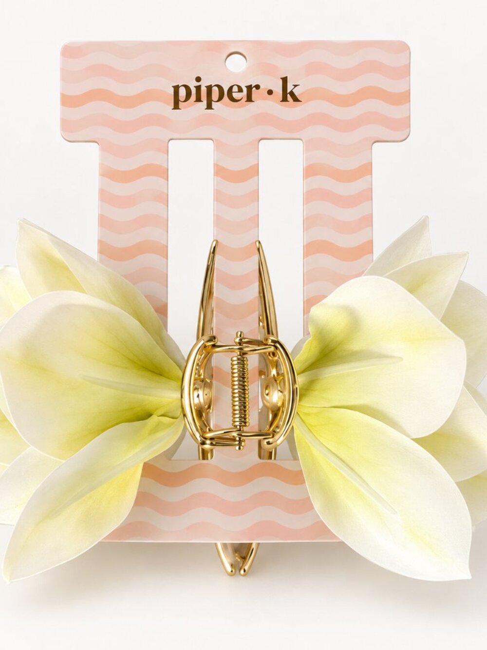 NWT Piper K Gold Pale Yellow Floral Hair Clip